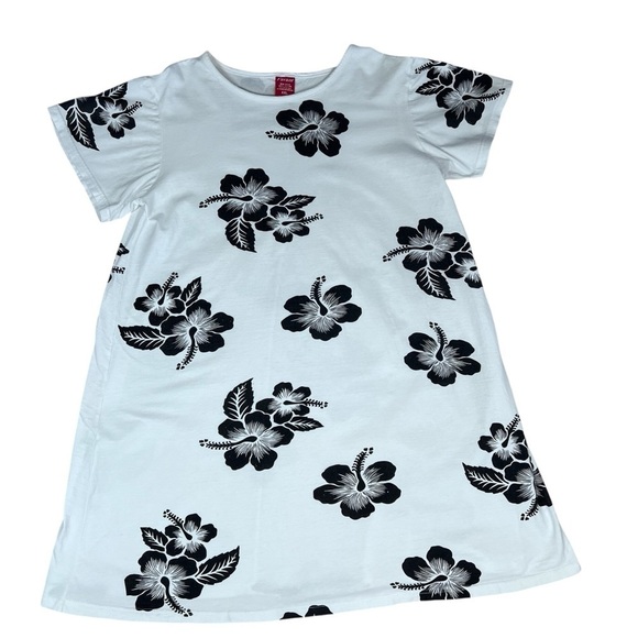 VINTAGE FAVANT Floral Hawaiian Short Sleeve Cotton Dress White & Black Size XXL - Picture 5 of 16
